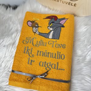 geltonas siuvinėtas rankšluostis