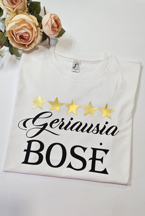 Marškinėliai su spauda GERIAUSIA BOSĖ