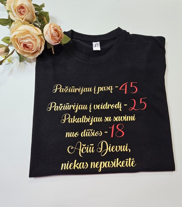 Marškinėliai su spauda 45 GIMTADIENIUI