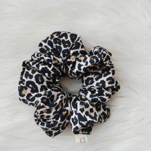 Dirbtinio šilko (Armani) didelė plaukų gumytė Leopardo rašto