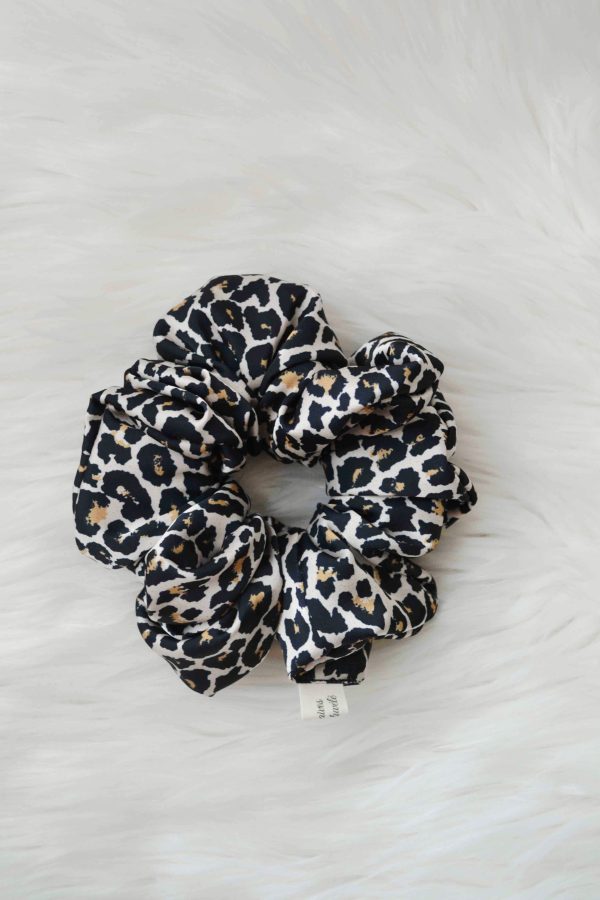 Dirbtinio šilko (Armani) didelė plaukų gumytė Leopardo rašto