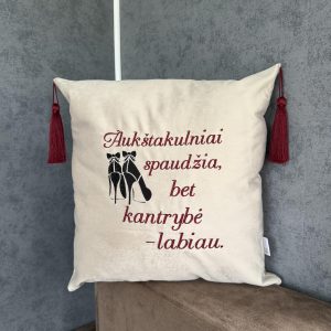 Siuvinėta pagalvėlė AUKŠTAKULNIAI ar KANTRYBĖ?