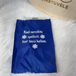 Ledo grandiklis-pirštinė automobiliui su mėlyna pašiltinta pirštine.